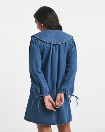 Simply Be Mid Blue Oversized Collar Denim Dress