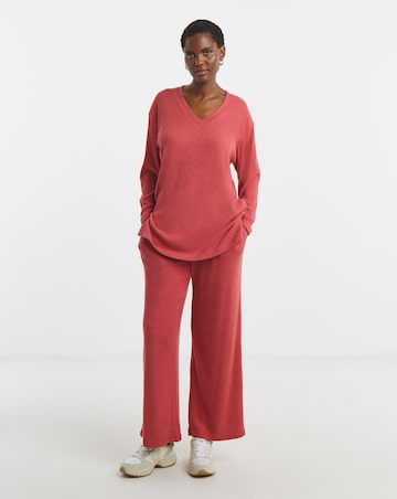 Soft Touch Ribbed V-Neck Longline Top