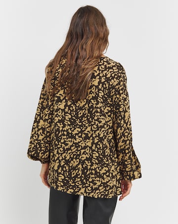 Womens Viscose Tie Detail Blouse- Animal