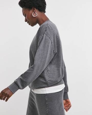 Crew Neck Grey Acid Wash Sweatshirt