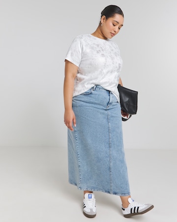 Simply Be White & Silver Distressed Metallic Rib T-Shirt