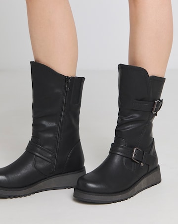 Heavenly Feet Hannah Buckle Boots Wide E Fit