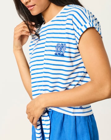 Fatface Tie Front Stripe Top