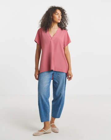 Simply Be Dusty Rose V Neck Boxy Blouse
