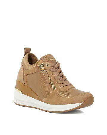 Dune Eiline Lace Up Wedge Leather Trainer Standard Fit