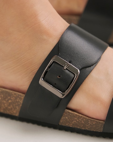 Lima Leather Buckle Footbed Mule - Wide Fit (E)