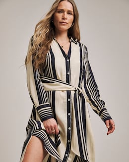 Anthology Stripe Tie Waist Shirt Dress
