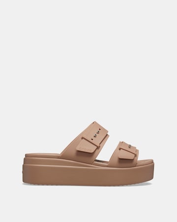 Crocs Latte Brooklyn Low Wedge Slider Sandals