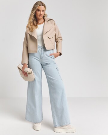 Simply Be Tan Cropped Faux Leather Trench