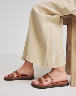 Delicate Metal Hardware Mule Sandals - Wide Fit (E)