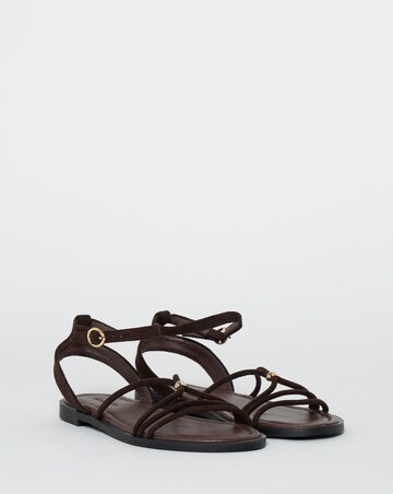 Toni Strappy Hardware Detail Flat Sandals - Wide Fit (E)