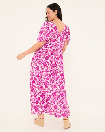 Fatface Copper & Black Marlow Flute Sleeve Dress