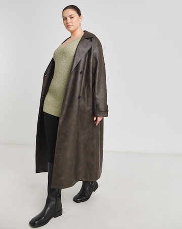 Simply Be Sage Boucle V Neck Longline Jumper