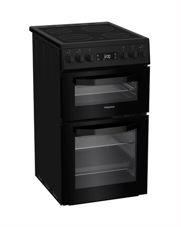 Hotpoint HDE5VDCB 50cm Electric Double Cooker with Ceramic Hob - Black