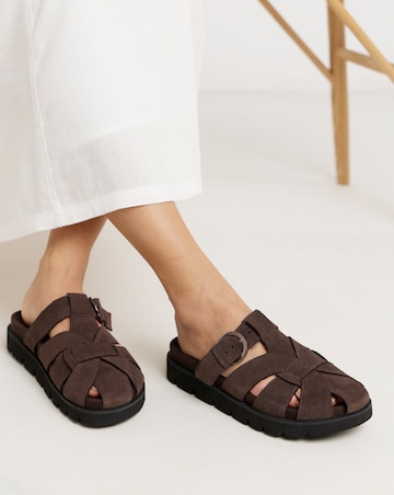 Aziza Suede Woven Closed Toe Mule Shoes - Extra Wide Fit (EEE)