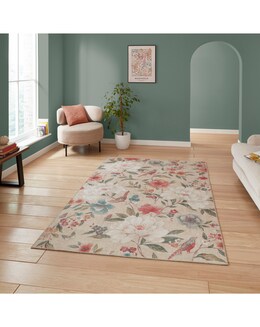 Catherine Lansfield Pippa Floral Birds Washable Rug
