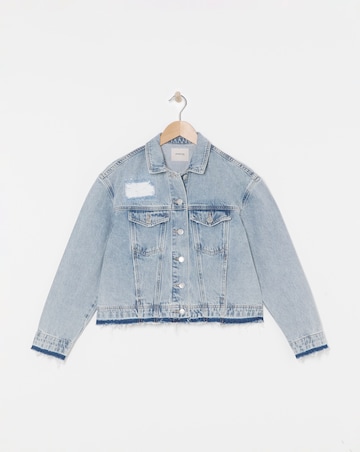Simply Be Light Wash Rip and Repair Denim Jacket