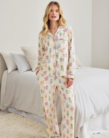 Chelsea Peers Organic Cotton Classic Long Button Up Pyjama Set