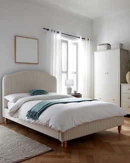 Julipa Everly Stripe Bed Frame with 3 Layer Memory Foam Hybrid Mattress