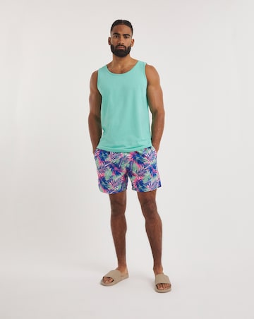 Tropical Leaf Print Swim Short