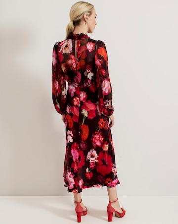 Phase Eight Eleini Floral Tie Neck Midi Dress