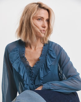 Ruffle Crinkle Chiffon Blouse