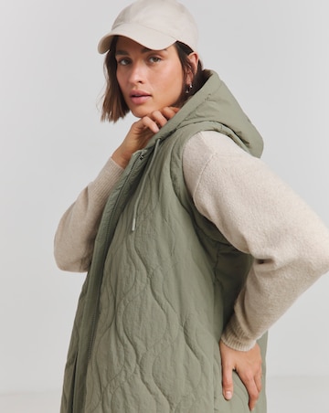 Khaki Double Onion Quilted Hybrid Jacket / Gilet