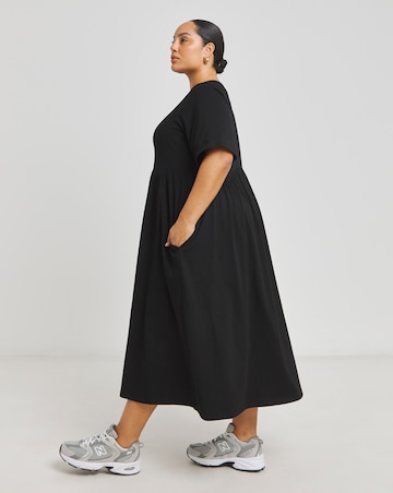 Simply Be Black Jersey Smock Midi Dress With Pockets