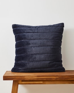 Large Ribbed Faux Fur Cushion