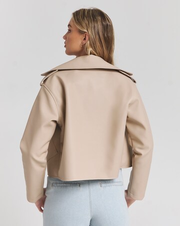 Simply Be Tan Cropped Faux Leather Trench