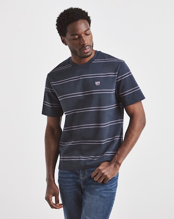 Union Heavyweight Stripe T-Shirt- Navy Stripe