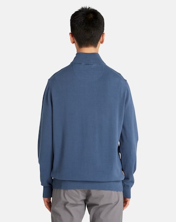 Timberland Williams River Cotton 1/4 Zip Jumper - Blue