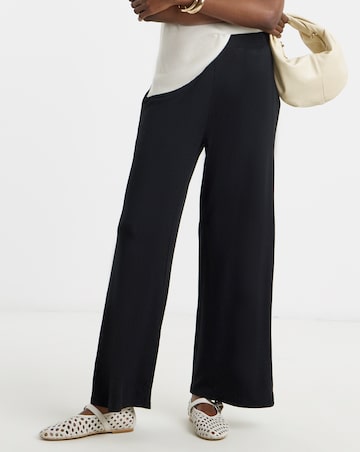 Black Jersey Wide Leg Trousers
