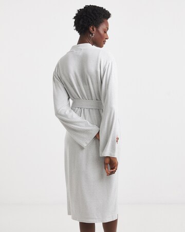 Lightweight Dressing Gown Grey Marl Stripe