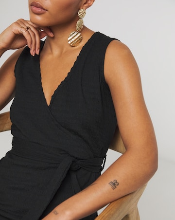 Simply Be Black Belted Wrap Top