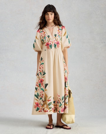 White Stuff Maeve Embroidered Midi Dress