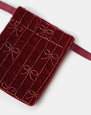 Accessorize Bow Velvet Drawstring Bag
