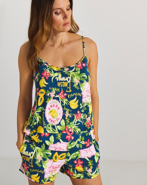 Figleaves Cami Pyjama Short Set Fruit Print