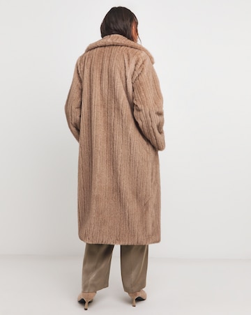 Brown Mixed Texture Faux Fur Coat