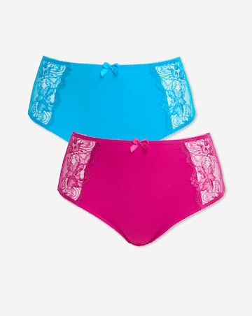 Pretty Secrets 2 Pack Ella Lace Full Brief Knickers - Pink/Teal