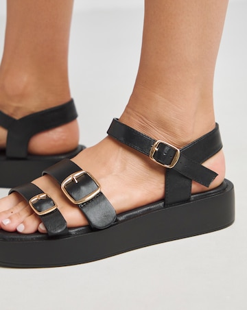 Simply Be Tokyo Multi Buckle Hardware Detail Sandals - Extra Wide Fit (EEE)