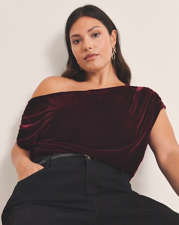 Simply Be Wine Red Velour Off The Shoulder Top