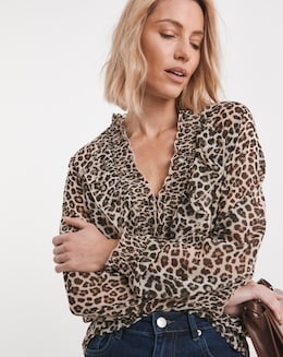 Ruffle Crinkle Chiffon Blouse