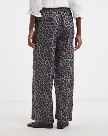 Grey Animal Textured Wide Leg Trouser