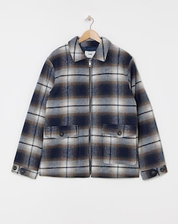 Faux Wool Check Zip Detail Shacket