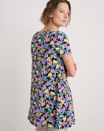 Seasalt Cornwall Screenprint Tunic Collaged Tulips Maritime