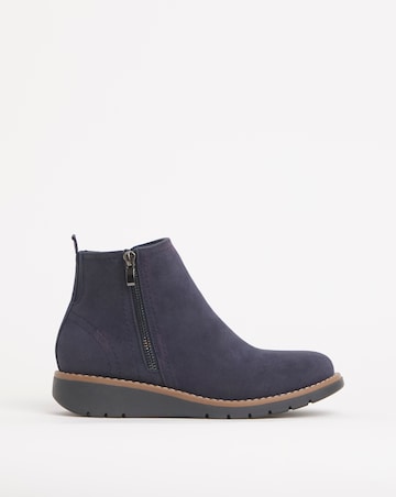 Heavenly Soles Erin Classic Low Wedge Chelsea Boots - Wide Fit (E)