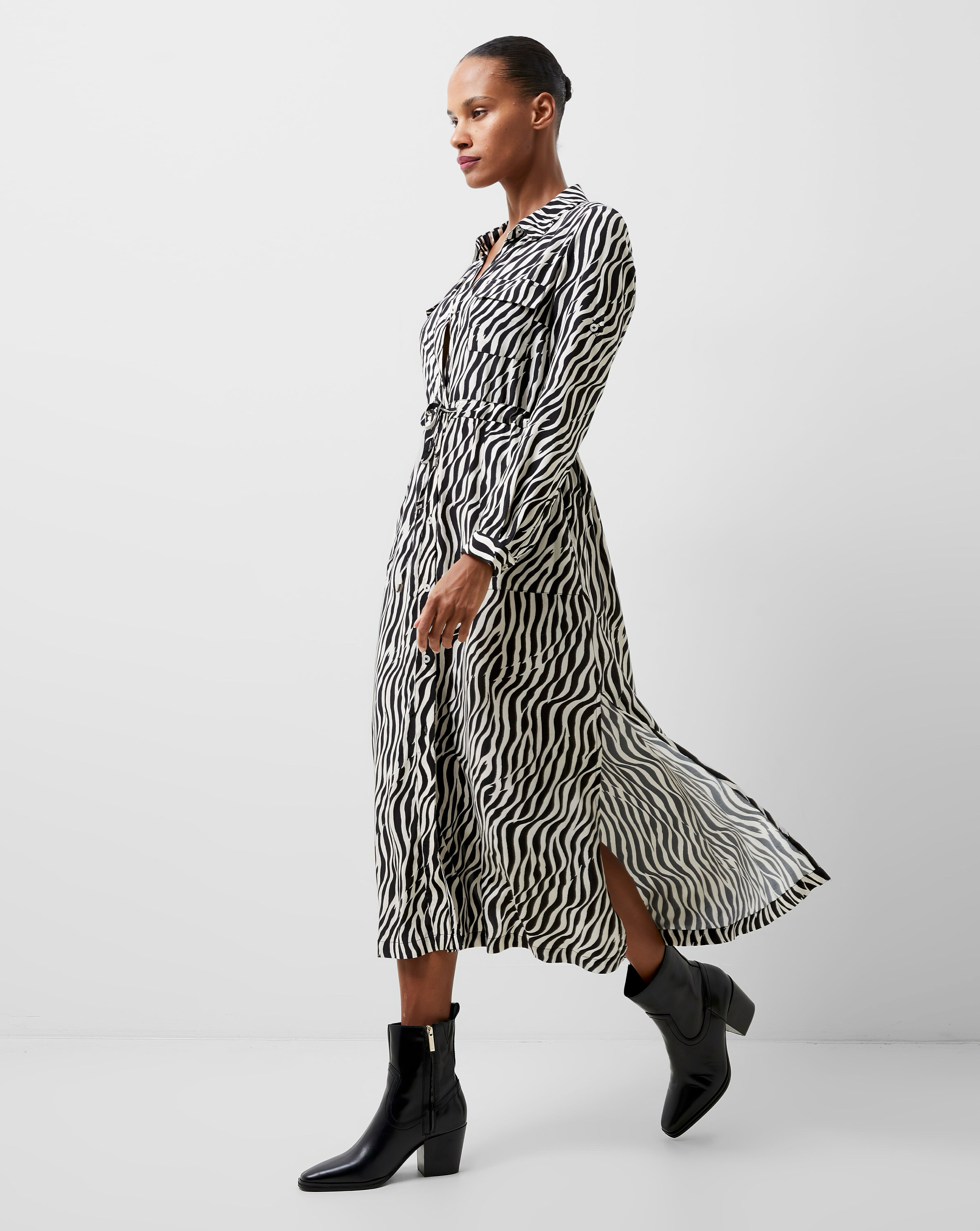 ワンピース ANLEM FRENCH RETRO COMMUTER DRESS French Connection Zebra Print Dress | Ambrose Wilson