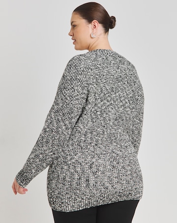 Simply Be Mono Boucle V Neck Longline Jumper