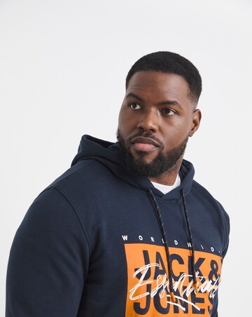 Jack & Jones Colton Logo Hoodie - Navy